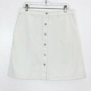 J McLaughlin White Denim Button Front Skirt